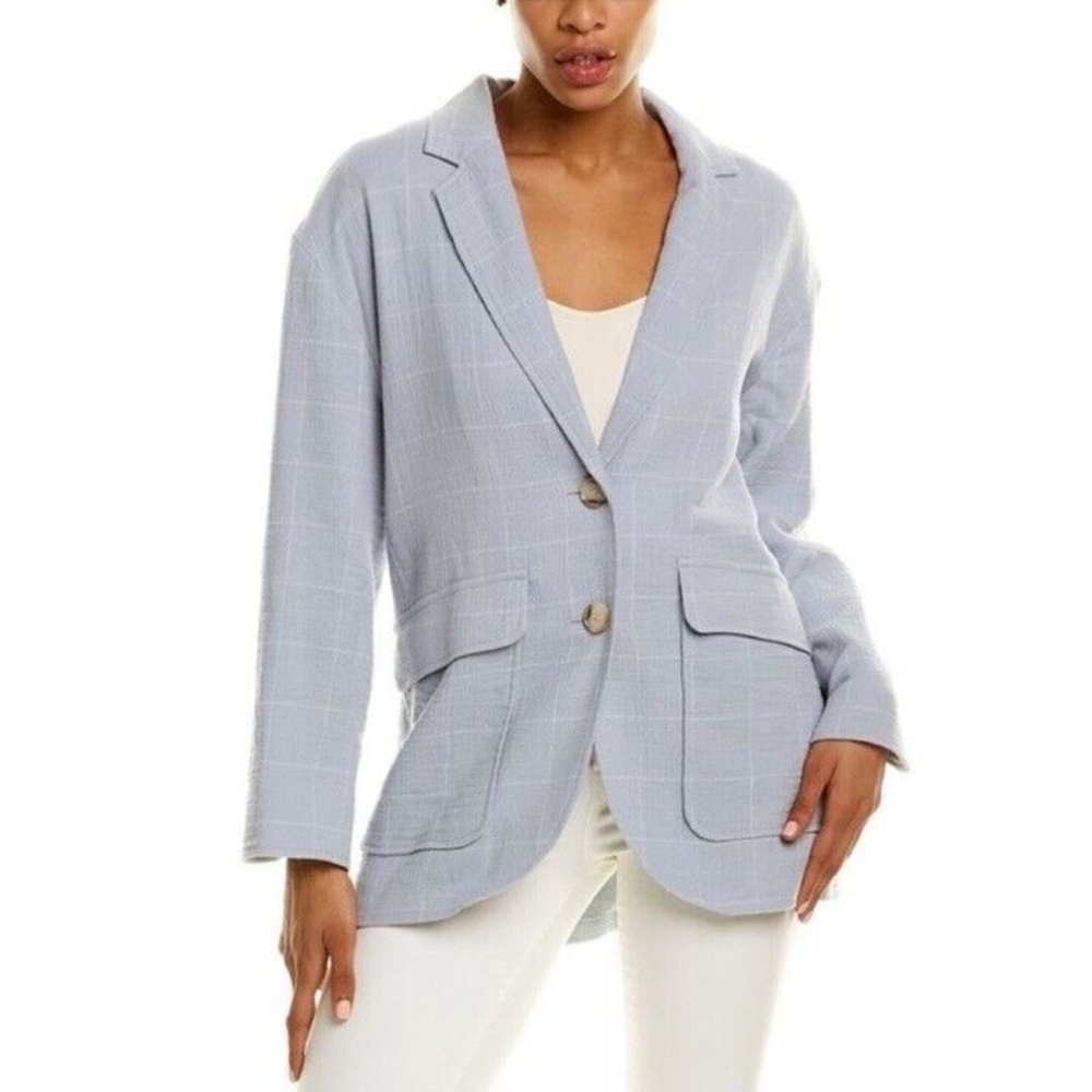 Madewell Cotton-Linen Relaxed Larsen Blazer in Windowpane Xs - Picture 2 of 6